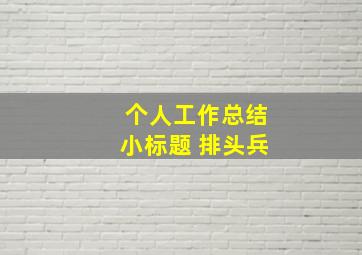 个人工作总结小标题 排头兵